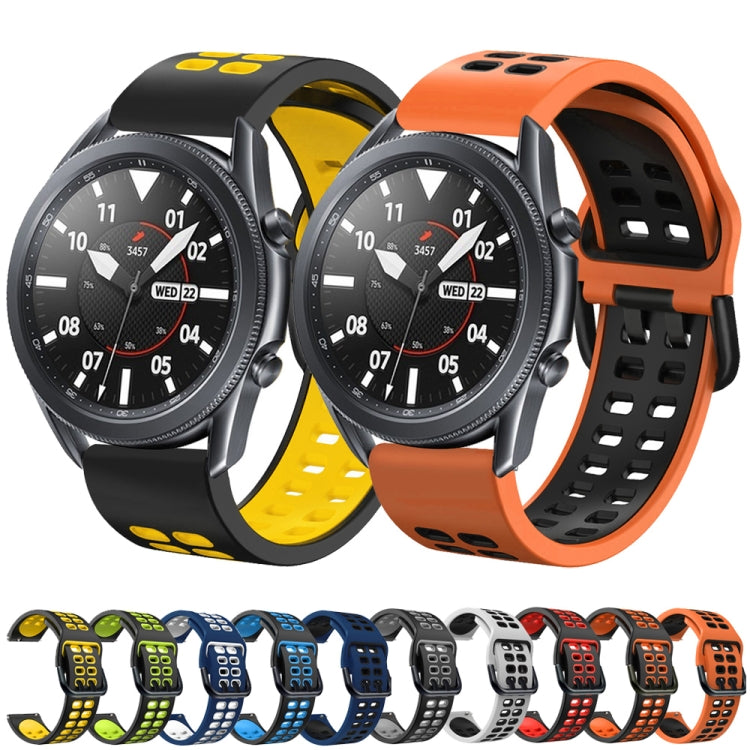 For Samsung Galaxy Watch 6 / 6 Classic Dual-row Hole Two Color Silicone Watch Band(White Black) by bashfashion