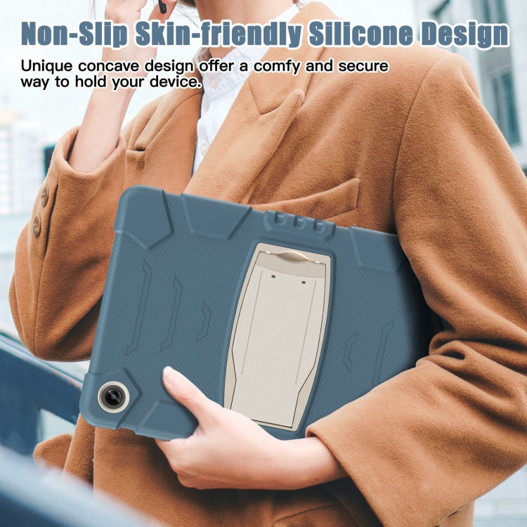 For Samsung Galaxy Tab A9+ / X210 PC Hybrid Silicone Tablet Case with Holder(Cornflower Blue) by bashfashion