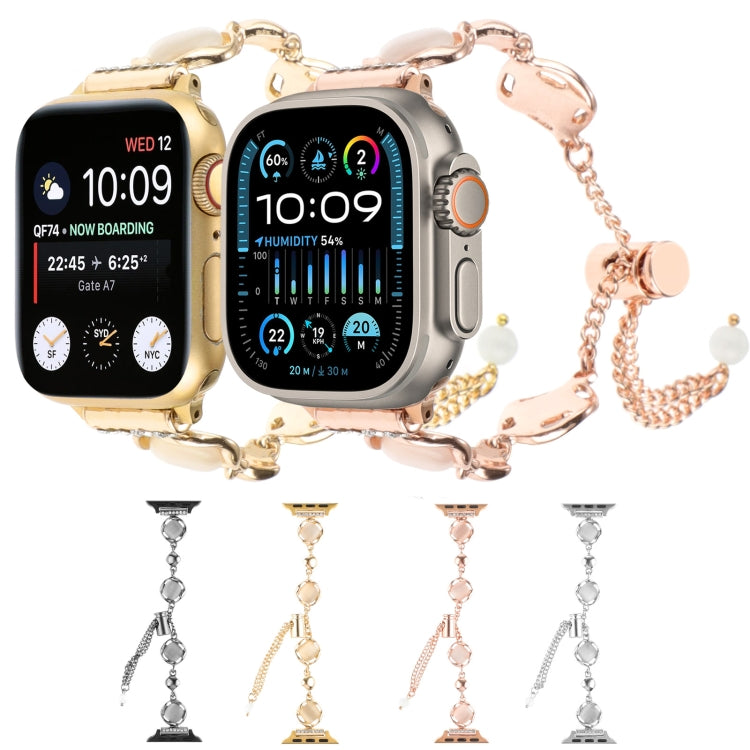 For Apple Watch Ultra 2 49mm Shell Metal Chain Bracelet Watch Band(Gold) by bashfashion
