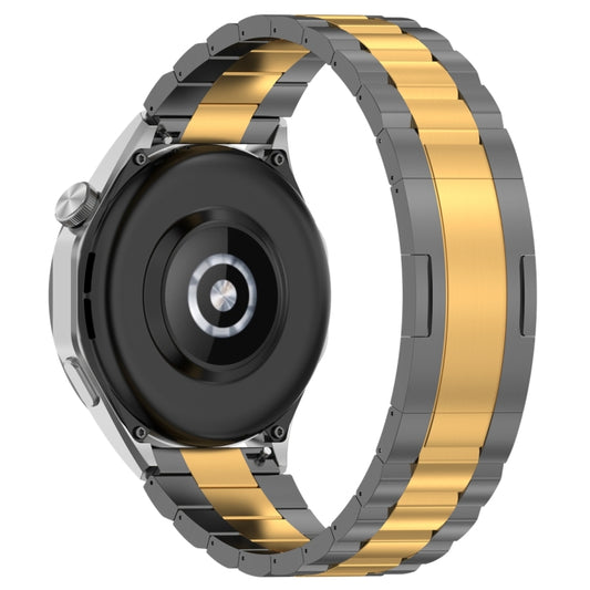 For Huawei Watch GT4 / GT3 / GT2 / GT 46mm Three Strains HW Buckle Metal Watch Band(Grey Gold) by bashfashion