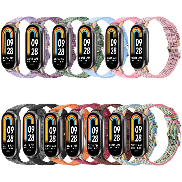 For Xiaomi Mi Band 8 Nylon Canvas Watch Band(Lavender Purple) by bashfashion