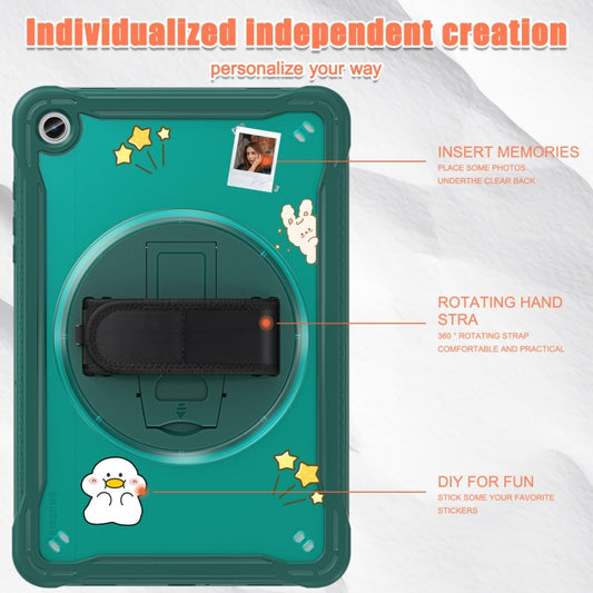 For Samsung Galaxy Tab A9+ X210/X215 Powerful Sailor Hand Grip Heavy Duty Hybrid Tablet Case with Strap(Dark Green) by bashfashion