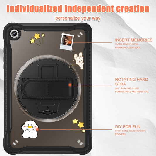 For Samsung Galaxy Tab A9+ X210/X215 Powerful Sailor Hand Grip Heavy Duty Hybrid Tablet Case with Strap(Clear Black) by bashfashion