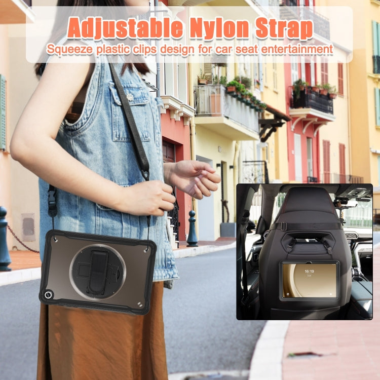 For Samsung Galaxy Tab A9+ X210/X215 Powerful Sailor Hand Grip Heavy Duty Hybrid Tablet Case with Strap(Clear Black) by bashfashion