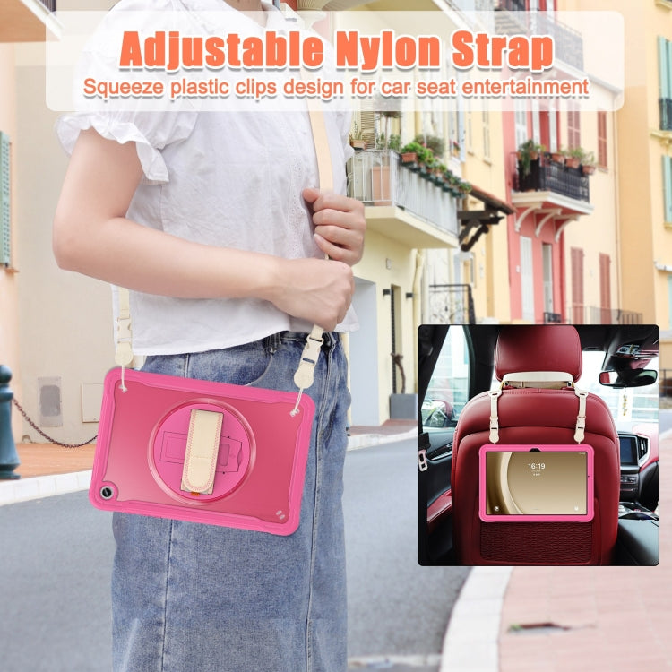 For Samsung Galaxy Tab A9+ X210/X215 Powerful Sailor Hand Grip Heavy Duty Hybrid Tablet Case with Strap(Rose Red) by bashfashion