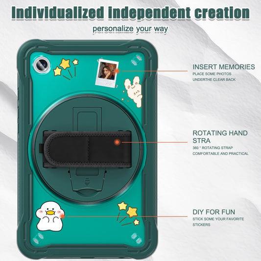 For Samsung Galaxy Tab A9 X110/X115 Powerful Sailor Hand Grip Heavy Duty Hybrid Tablet Case with Strap(Dark Green) by bashfashion