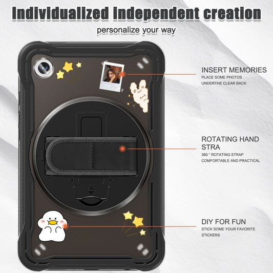 For Samsung Galaxy Tab A9 X110/X115 Powerful Sailor Hand Grip Heavy Duty Hybrid Tablet Case with Strap(Clear Black) by bashfashion