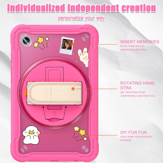 For Samsung Galaxy Tab A9 X110/X115 Powerful Sailor Hand Grip Heavy Duty Hybrid Tablet Case with Strap(Rose Red) by bashfashion