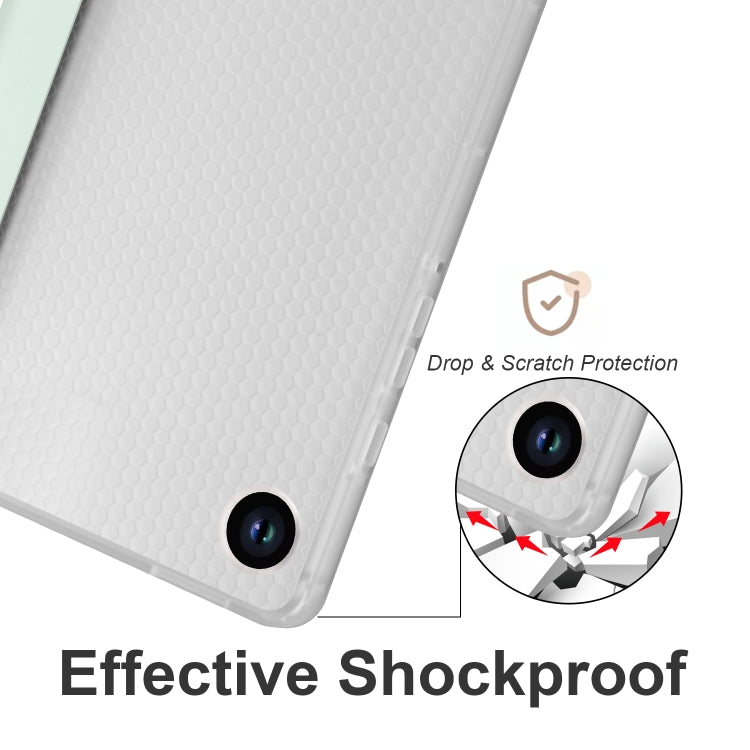 For Samsung Galaxy Tab A9+ X210 3-fold Clear Honeycomb TPU Leather Tablet Case with Pen Slot(Light Green) by bashfashion