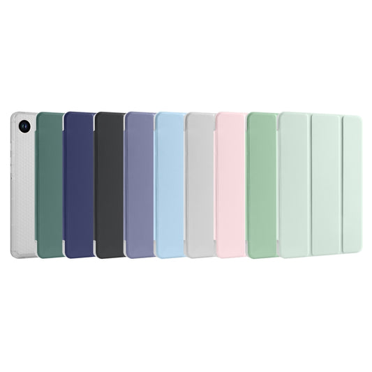 For Samsung Galaxy Tab A11 / A9 3-fold Clear Honeycomb TPU Leather Tablet Case with Pen Slot(Sand Pink) by bashfashion