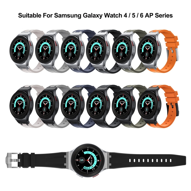For Samsung Galaxy Watch 4 / 5 / 6 AP Series Liquid Silicone Watch Band(Black Orange) by bashfashion