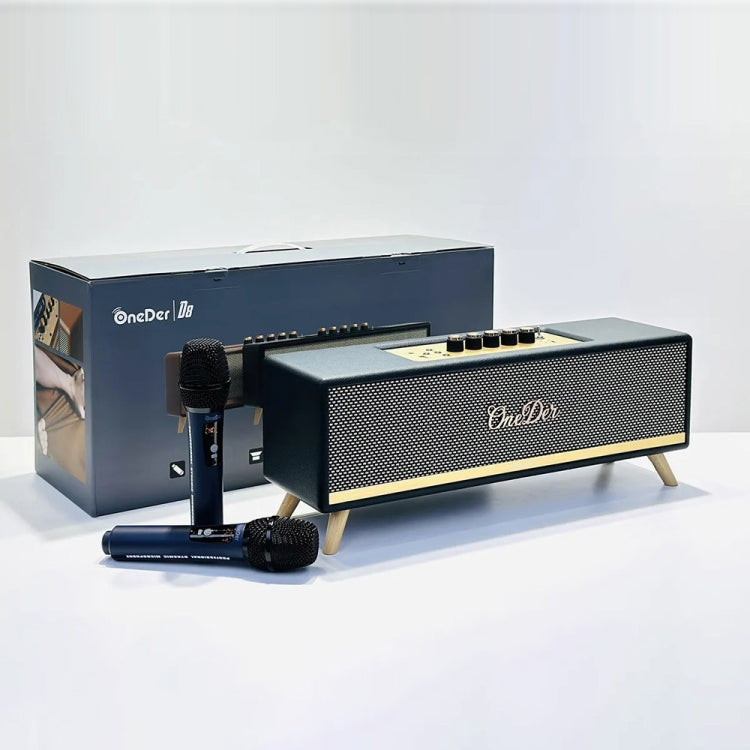 Oneder D8 Wireless Retro Dual Microphone Bluetooth Speaker(Black) by OneDer