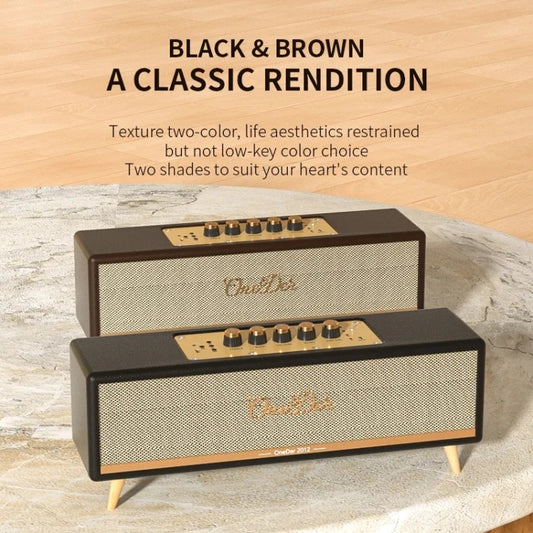 Oneder D8 Wireless Retro Dual Microphone Bluetooth Speaker(Brown) by OneDer