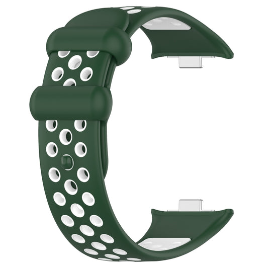 For Redmi Watch 4 Two Color Silicone Sports Watch Band(Dark Green White) by bashfashion