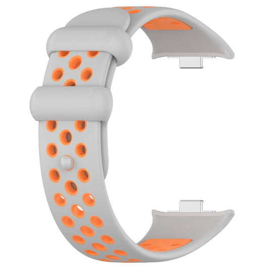 For Redmi Watch 4 Two Color Silicone Sports Watch Band(Grey Orange) by bashfashion