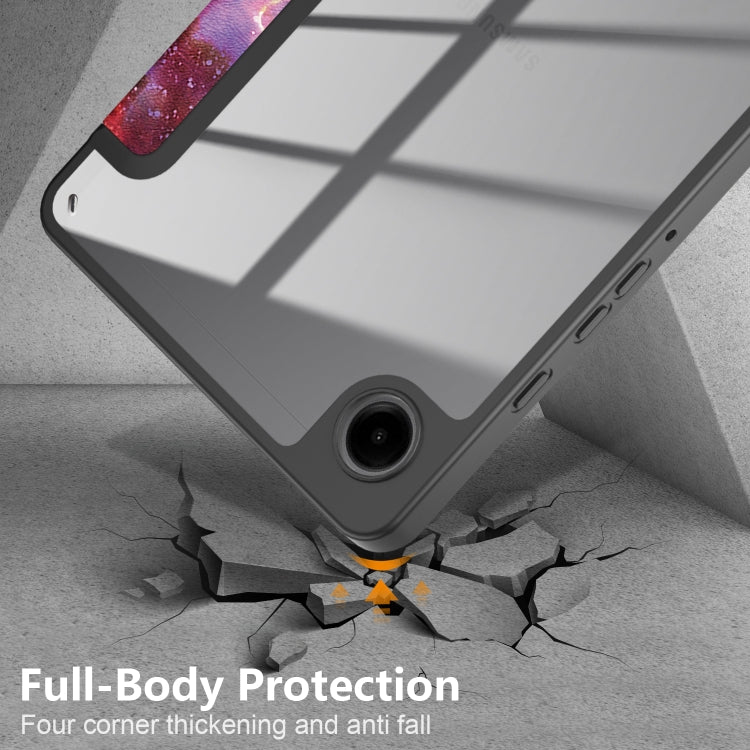 For Samsung Galaxy Tab A11 / A9 Acrylic 3-folding Painted Leather Tablet Case(Milky Way) by bashfashion