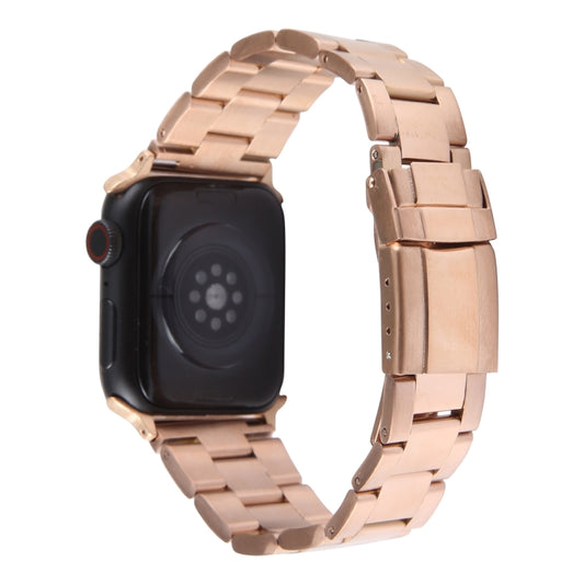 For Apple Watch Series 4 40mm Three-Bead Stainless Steel Watch Band(Rose Gold) by bashfashion