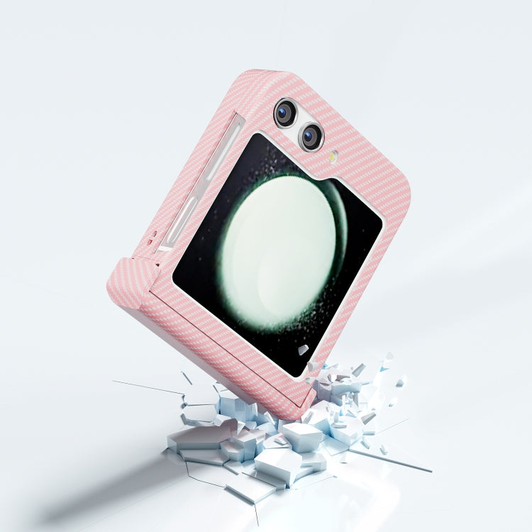 For Samsung Galaxy Z Flip5 5G Carbon Fiber All-inclusive Water Sticker Phone Case(Pink) by bashfashion