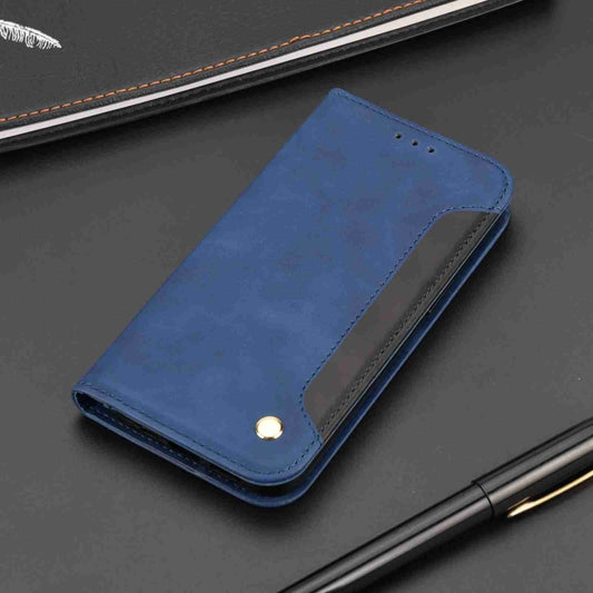 For Samsung Galaxy A35 Skin Feel Splicing Leather Phone Case(Blue) by bashfashion
