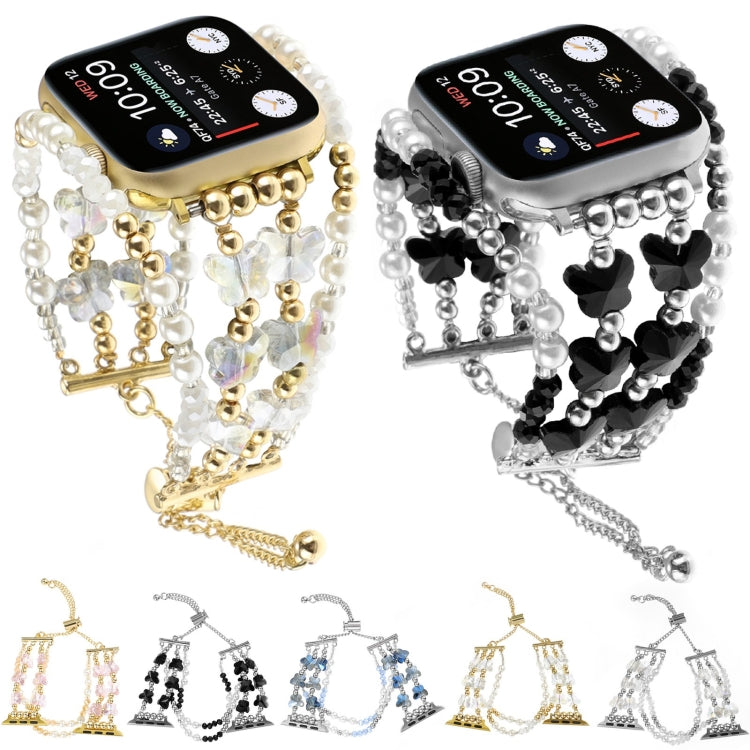 For Apple Watch Series 8 45mm Butterfly Chain Bracelet Metal Watch Band(Transparent Silver) by bashfashion
