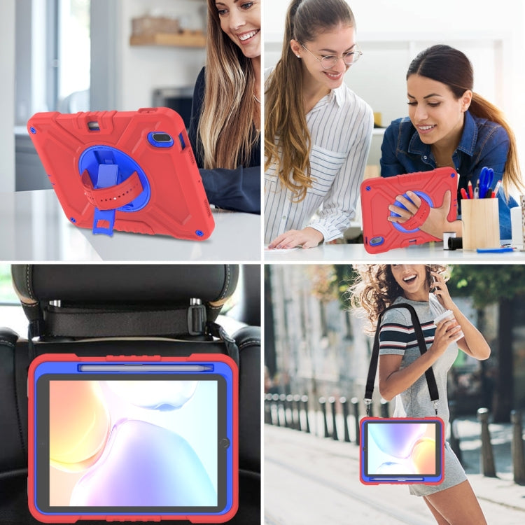 For iPad 2025 / 2022 X Rotation PC Hybrid Silicone Tablet Case with Strap(Red Blue) by bashfashion