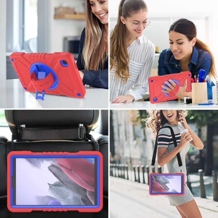 For Samsung Galaxy Tab A7 Lite X Rotation PC Hybrid Silicone Tablet Case with Strap(Red Blue) by bashfashion
