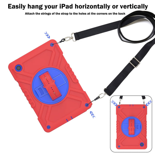 For Samsung Galaxy Tab A8 X200 X Rotation PC Hybrid Silicone Tablet Case with Strap(Red Blue) by bashfashion