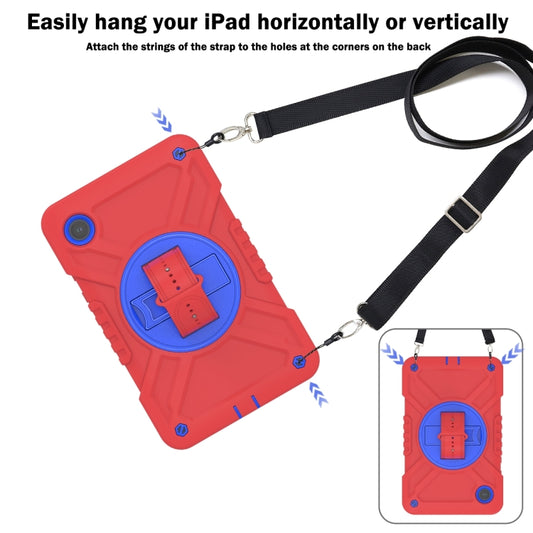 For Samsung Galaxy Tab A11 / A9 X Rotation PC Hybrid Silicone Tablet Case with Strap(Red Blue) by bashfashion