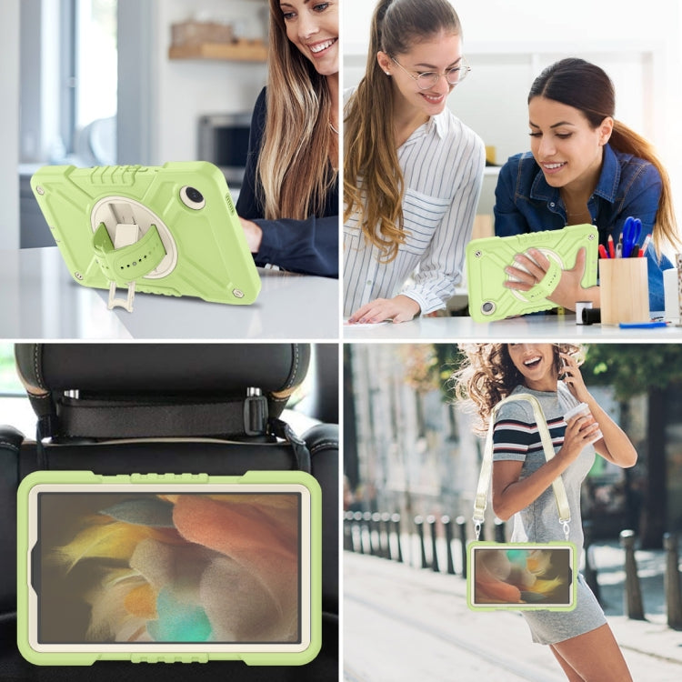For Samsung Galaxy Tab A11 / A9 X Rotation PC Hybrid Silicone Tablet Case with Strap(Yellow Green White) by bashfashion