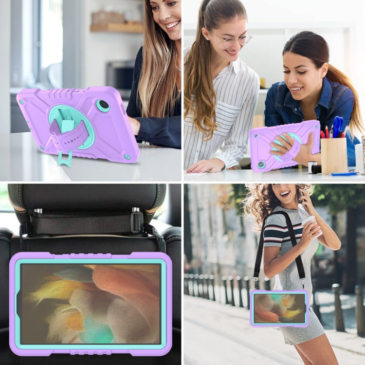 For Samsung Galaxy Tab A11 / A9 X Rotation PC Hybrid Silicone Tablet Case with Strap(Purple Cyan) by bashfashion