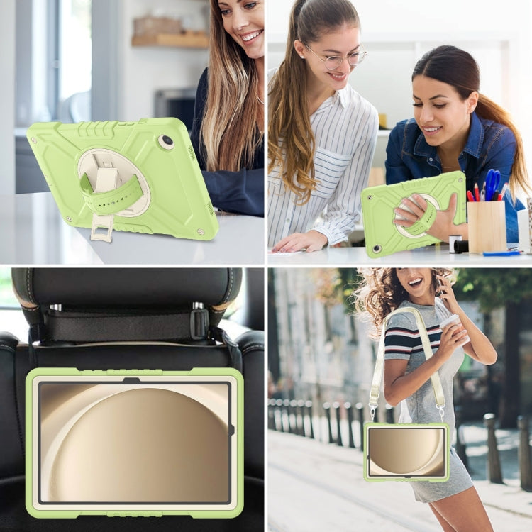 For Samsung Galaxy Tab A11+ / A9+ X Rotation PC Hybrid Silicone Tablet Case with Strap(Yellow Green White) by bashfashion