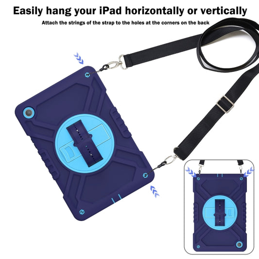 For Samsung Galaxy Tab A11+ / A9+ X Rotation PC Hybrid Silicone Tablet Case with Strap(Navy Sky Blue) by bashfashion