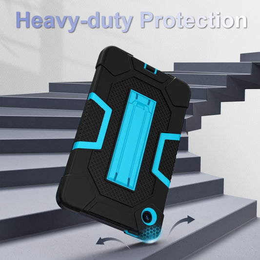 For Samsung Galaxy Tab A9 Contrast Color Robot Silicone Hybrid PC Tablet Case with Holder(Black Blue) by bashfashion