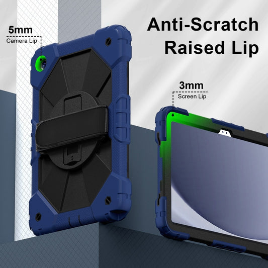 For Samsung Galaxy Tab A9+ Contrast Color Robot C2 Silicone Hybrid PC Tablet Case(Navy Black) by bashfashion