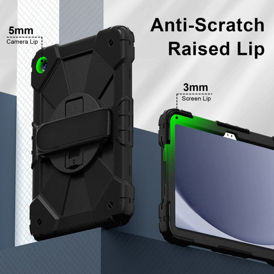 For Samsung Galaxy Tab A9+ Contrast Color Robot C2 Silicone Hybrid PC Tablet Case(Black) by bashfashion
