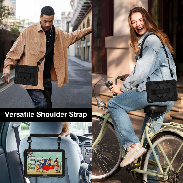 For Samsung Galaxy Tab A9+ Contrast Color Robot C2 Silicone Hybrid PC Tablet Case(Black) by bashfashion