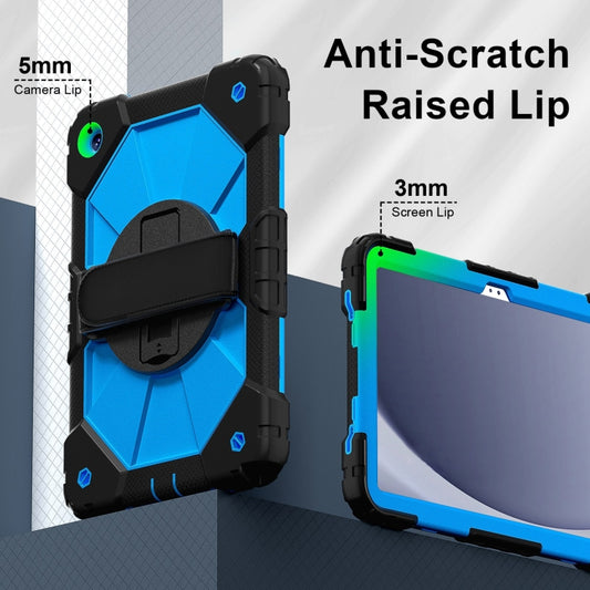 For Samsung Galaxy Tab A9+ Contrast Color Robot C2 Silicone Hybrid PC Tablet Case(Black Blue) by bashfashion