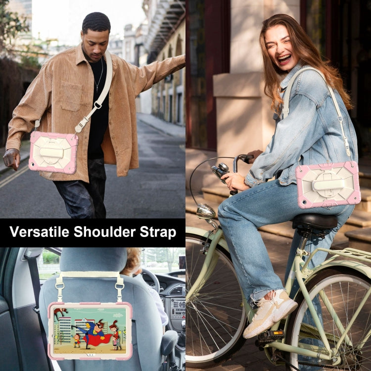 For Samsung Galaxy Tab A9+ Contrast Color Robot C2 Silicone Hybrid PC Tablet Case(Rose Gold Beige) by bashfashion