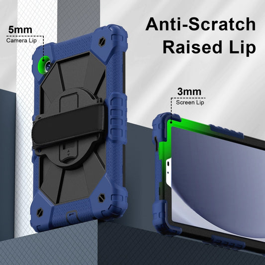 For Samsung Galaxy Tab A9 Contrast Color Robot C2 Silicone Hybrid PC Tablet Case(Navy Black) by bashfashion
