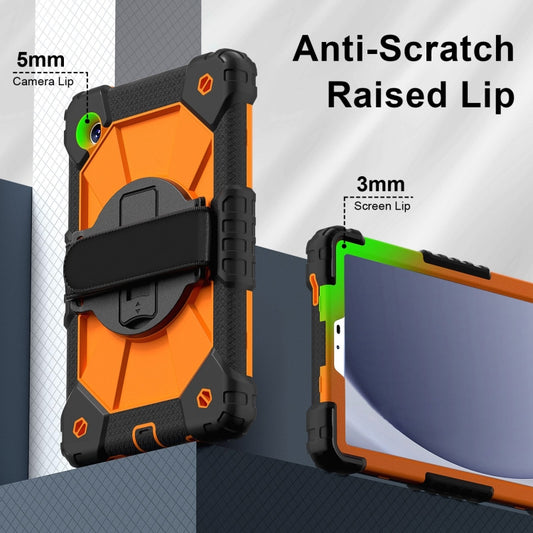For Samsung Galaxy Tab A9 Contrast Color Robot C2 Silicone Hybrid PC Tablet Case(Black Orange) by bashfashion