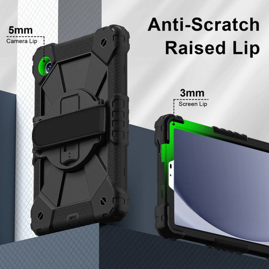 For Samsung Galaxy Tab A9 Contrast Color Robot C2 Silicone Hybrid PC Tablet Case(Black) by bashfashion