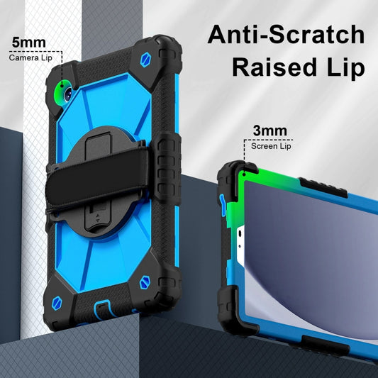 For Samsung Galaxy Tab A9 Contrast Color Robot C2 Silicone Hybrid PC Tablet Case(Black Blue) by bashfashion