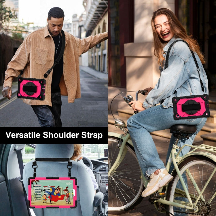 For Samsung Galaxy Tab A9 Contrast Color Robot C2 Silicone Hybrid PC Tablet Case(Black Rose Red) by bashfashion