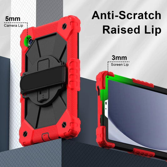 For Samsung Galaxy Tab A9 Contrast Color Robot C2 Silicone Hybrid PC Tablet Case(Red Black) by bashfashion