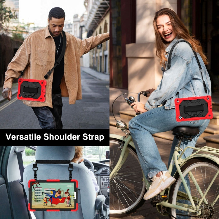 For Samsung Galaxy Tab A9 Contrast Color Robot C2 Silicone Hybrid PC Tablet Case(Red Black) by bashfashion