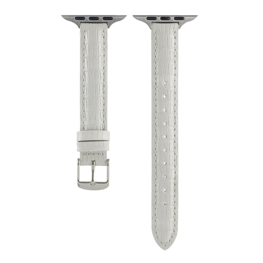 For Apple Watch Series 5 40mm Slim Crocodile Leather Watch Band(White) by bashfashion