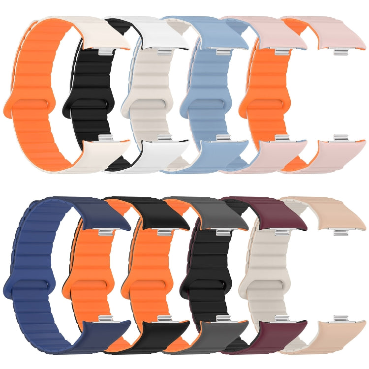 For Xiaomi Smart Band 9 Pro / 8 Pro Two Color Magnetic Silicone Watch Band(White Black) by bashfashion