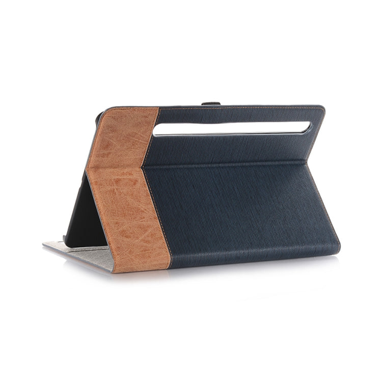 For Samsung Galaxy Tab S9 FE Cross Texture Stitching Leather Tablet Case(Dark Blue) by bashfashion