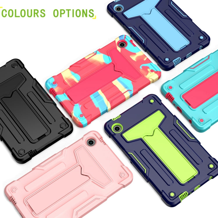 For Samsung Galaxy Tab A9 T Holder Robot Silicone Hybrid PC Tablet Case(Rose Gold) by bashfashion