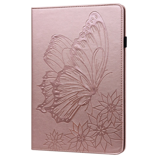 For Samsung Galaxy Tab S9 Ultra / S8 Ultra Big Butterfly Embossed Leather Tablet Case(Rose Gold) by bashfashion